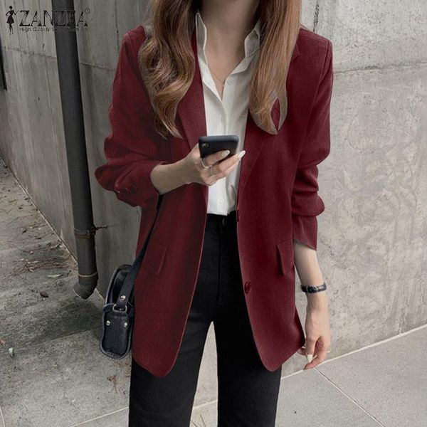 

women's suits & blazers women' s spring outwears turn-down collar ofiicewear oversize female chic coats fashion long sleeve jacket, White;black