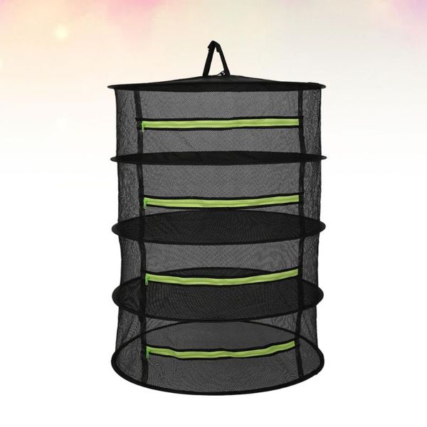 

1pc collapsible garden plants hanging drying net mesh storage organizer net shelf drying rack for plant garden (black with green