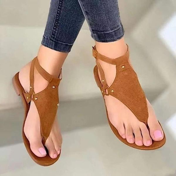 

sandals summer women retro beach anti-slip casual ladies leather stitching buckle shoes golden chaussures, Black