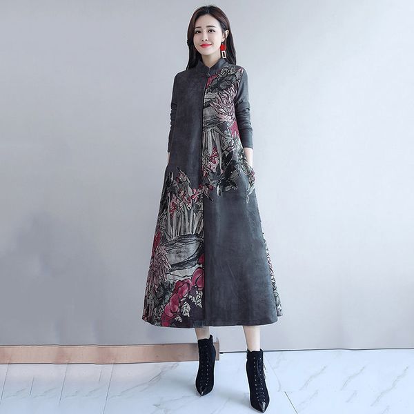 

wool long fashioned blunt layer autumn chinese style women national portrait of the trench coat lq329 wind unz5, Black