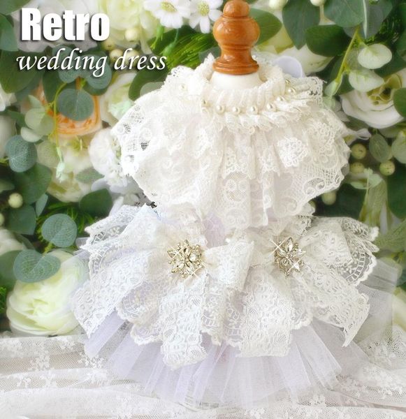 

dog apparel handmade vintage elizabeth retro style water soluble lace shawl collar antique wedding dresses clothes pet clothing cats