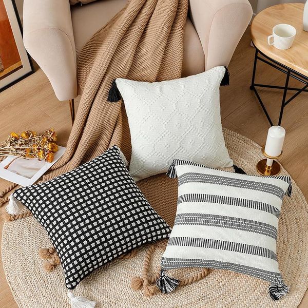 

cushion/decorative pillow bohemia tassel cushion cover 45x45 moroccan style cotton linen case home decoration handmade sofa pillowcase fashi