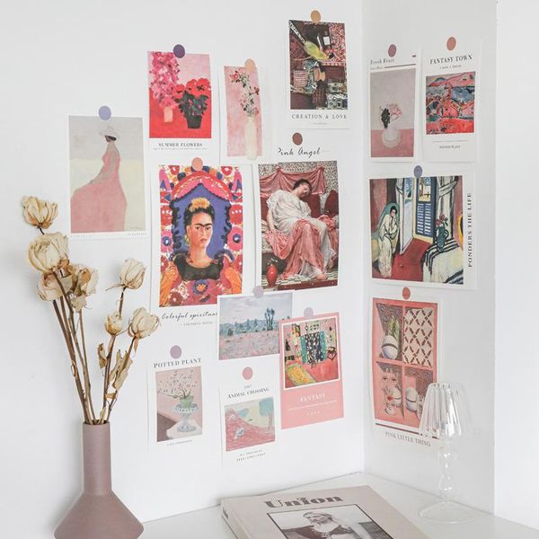 

paintings ins 15 art retro postcards po props diy bedroom with decorative cards wall stickers color greeting gift