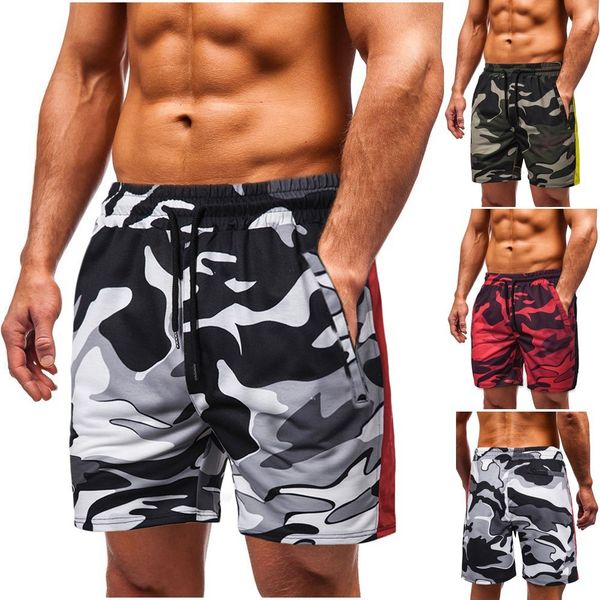 

men's shorts camouflage casual male clothing beachwear drawstring waist loose sport beach sweatpants print size m-3xl pb91, White;black