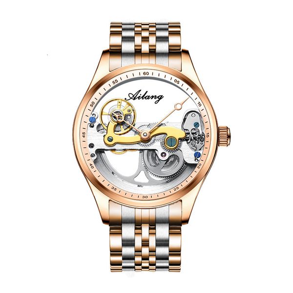 

luxury men mechanical watches automatic business waterproof hollow out case polshorlogical men relogio masculino, Slivery;brown