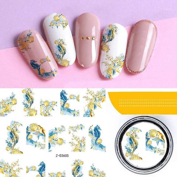 

sheet natural 3d nail sticker flower plant art decal adhensive transfer summer manicuring slider decoration tips1, Black