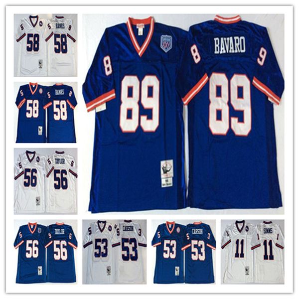 

ncaa men throwback retro rugby giant 89 mark bavaro 11 phil simms 53 harry carson 58 carl banks 56 lawrence taylor mitchell & ness football, Black
