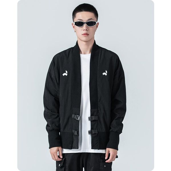 

men's jackets autumn winter functional jacket detachable sleeve national trend dark casual hooded cardigan clothes harajuku oversize, Black;brown