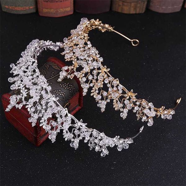 

forseven luxury handmade crystal crown tiaras bridal headbands women wedding hair jewelry accessories jl 211019, Silver