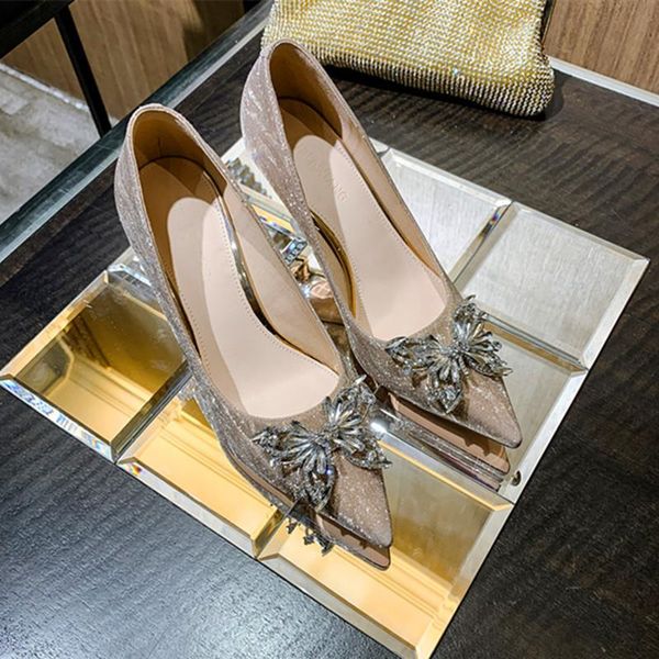 

dress shoes women pumps 2021 ladies party high heels pointed-toe female wedding heeled shoe bridesmaid butterfly-knot bridal, Black