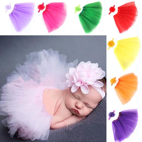 

2021 newborn baby girl clothes skirt set pgraphy props toddler infant headband+tutu skirt costume p headdress baby gifts, Blue