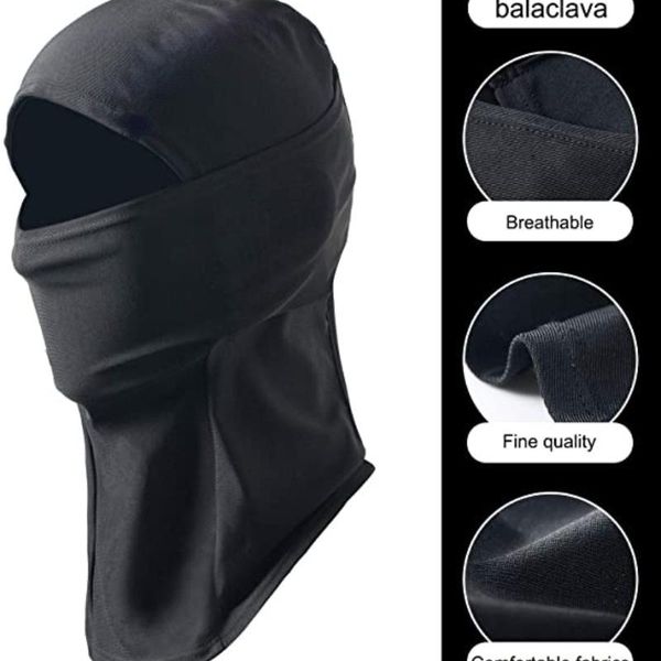 

balaclava full face scarf breathable mask hiking cycling hunting head cover tactical cap sunscreen ice silk headgear caps & masks, Black