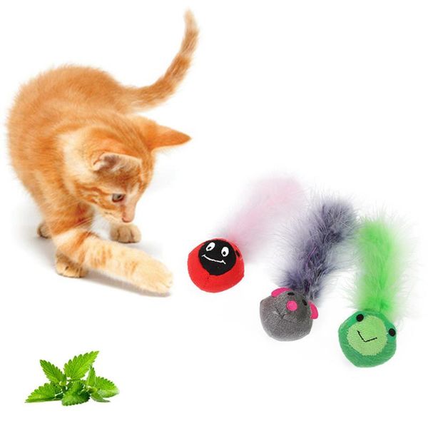 

cat toys 3pcs catnip toy pet plush funny fake feather bite teething supplies
