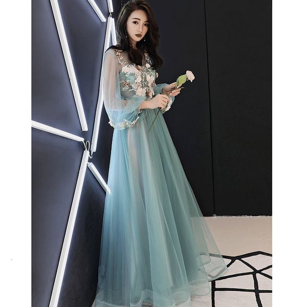 

women's summer 2021 wedding green long women's banquet evening drs, Black;gray