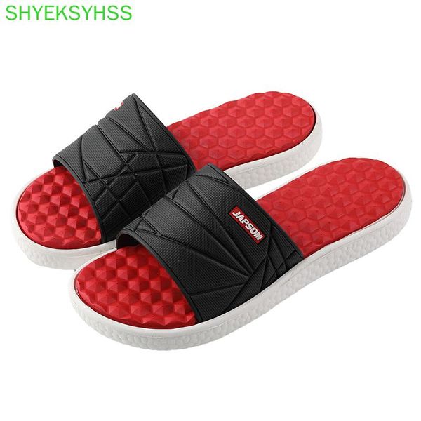 

slippers men shoes summer bathroom slipper male couple beach sandals fashion home non-slip floor flip flops, Black