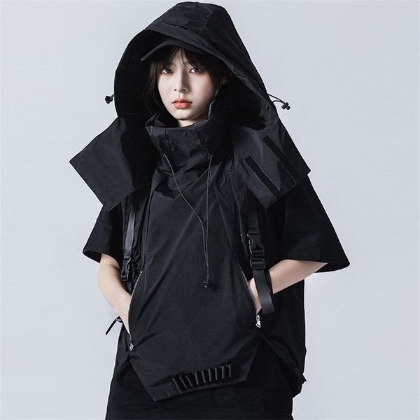 

michalkova trending products tactical utility vest streetwear men clothes black jacket hoodies loose and comfortable 220114, Black;white