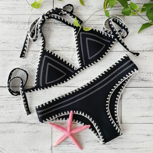 

2021 new push up neoprene bikini set women swimsuit crochet bikini set neoprene knitted women biquini swimwear female beachin