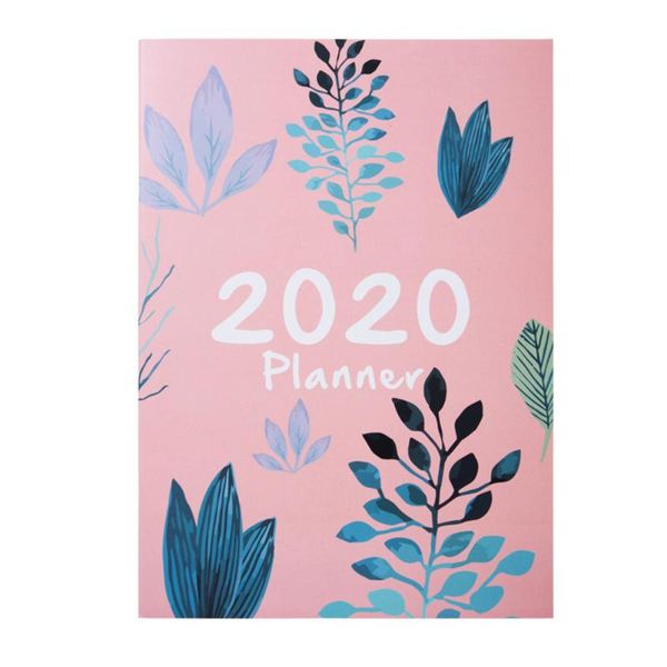 

agenda daily weekly annual planner a4 notebook plan 2021 organizer office schedule school supplies stationery book notepads, Purple;pink
