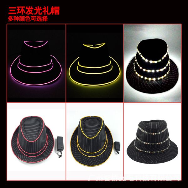 

hats led light-emitting gentleman england fashion dance party props popular jazz