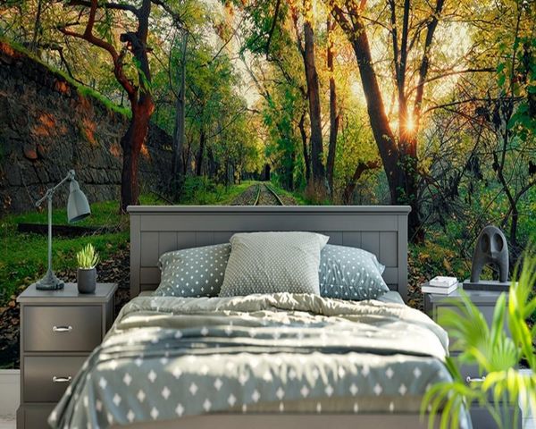 

wallpapers landscape tree nature train track background wall custom 3d wallpaper bedroom parlor mural painting room