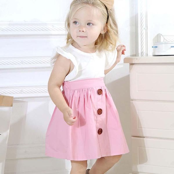 

new arrival candy color girls mini skirts infant baby children girl fashion short button skirt summer spring solid skirts cute, Blue