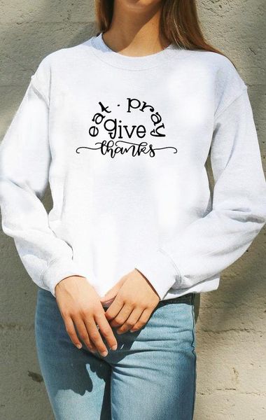 

women's hoodies & sweatshirts eat pray and give thanks thanksgiving sweatshirt funny graphic pure cotton jumper pullovers grungeÂ tumblr, Black