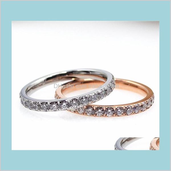 

new arrival full zirconia ring titanium steel lovers wedding cz crystal ring no fade silver rose gold for women gift snq23 4pxo9, Golden;silver
