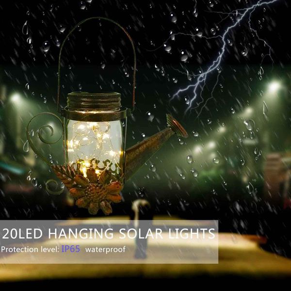 

solar lamps led garden watering can lamp lantern for outdoors 20 leds hanging string fairy lights decorative