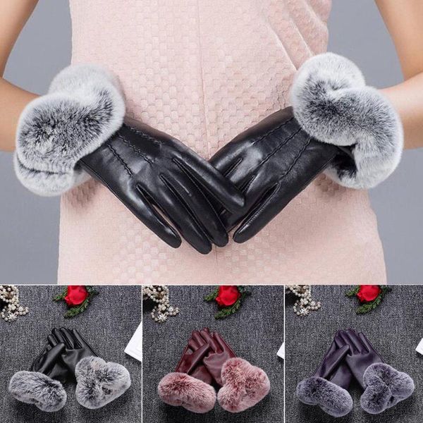 

fingerless gloves fashion women winter warm faux fur mittens autumn elegant cotton touch screen, Blue;gray