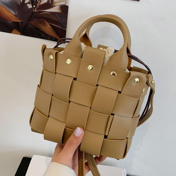 

evening bags fashion leather knitting bucket bag designer handbag tote luxury shoulder crossbody for women brand sac a main