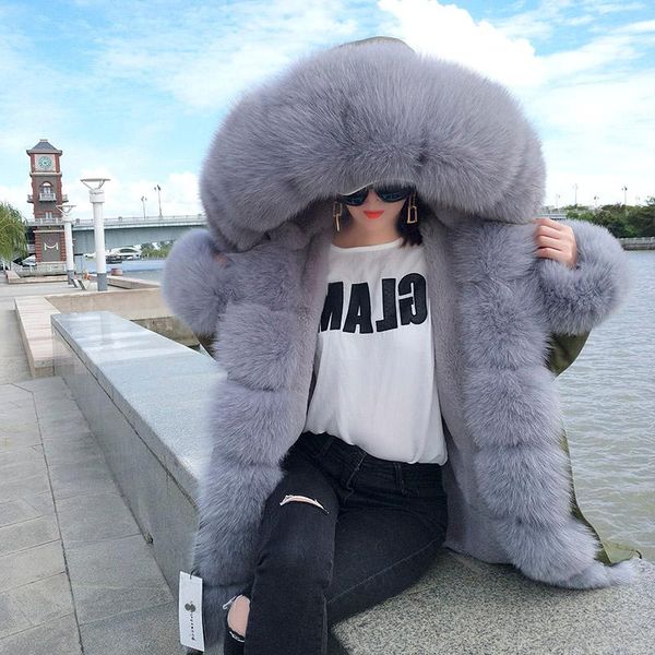 

women's fur & faux maomaokong2021 fashion real collar pike artificial thickening lining slim version jacket female, Black