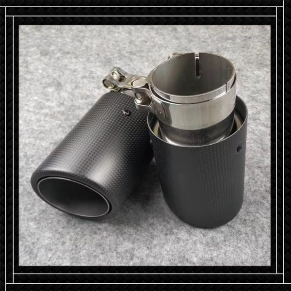 

piece not with logo matte black exhaust pipe car universal carbon fiber 304 stainless steel muffler tip tailpipe motorcycle system
