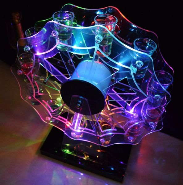 

rechargeable led ferris wheel glasses display stand serving tray carrier s glass holder table shelf theme party decoration341o