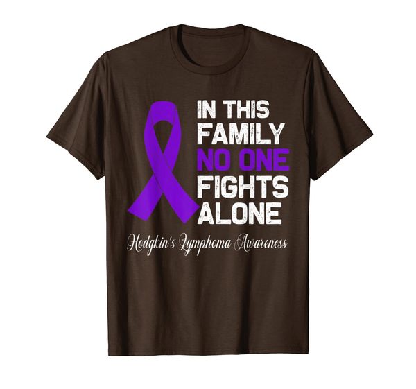 

in this family no one fights alone hodgkin's lymphoma t-shirt, White;black