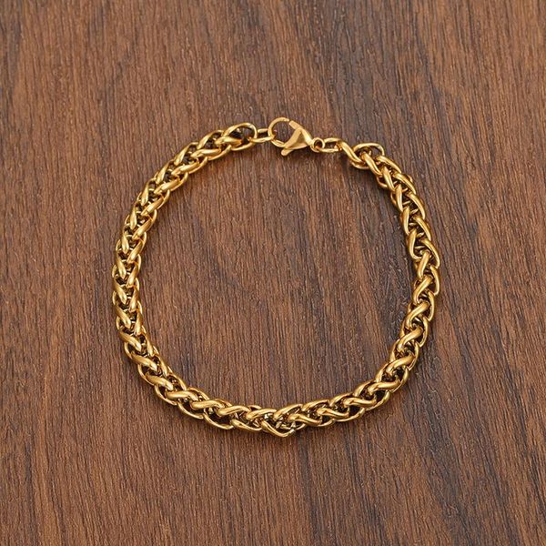 

link, chain tehao men and women stainless steel bracelet punk casual curb cuban braceletbangle wholesale, Black