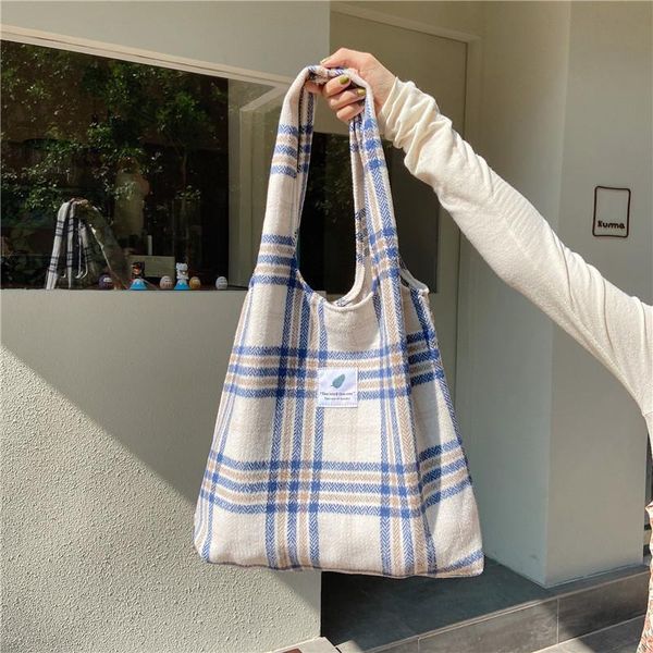 

evening bags large capacity reusable women shopping casual tote fashion ladies plaid vest shoulder bag female portable canvas handbags