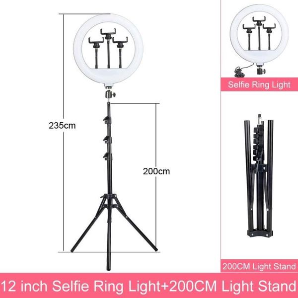 

6-12 inch dimmable led selfie ring light with stand 160cm lamp pography ringlight phone studio deskgift for girl blogger spotlights