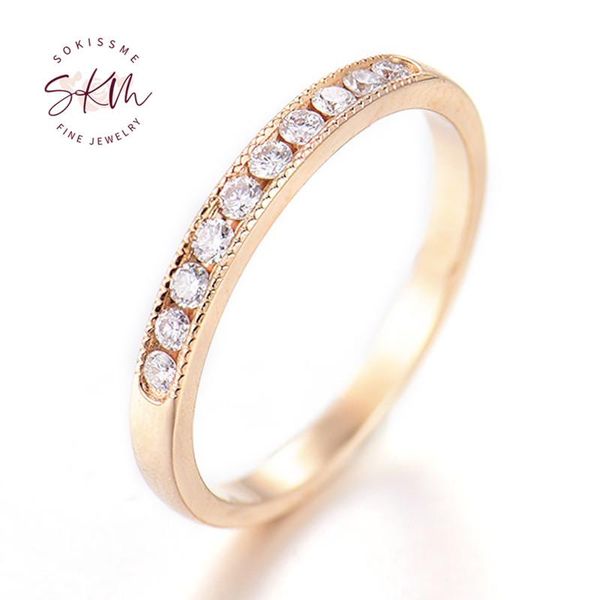 

cluster rings skm trendy dimond for women brand designer 14k rose gold engagement anniversary luxury fine jewelry, Golden;silver