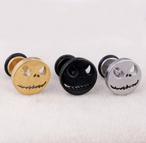 

stud fashion hip hop punk design style christmas demon metal ear earrings trendy men and women rock jewelry, Golden;silver