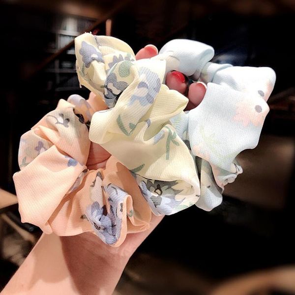 

hair accessories 1pc vintage scrunchies lady stretch chiffon scrunchie women elastic bands girls headwear floral tie