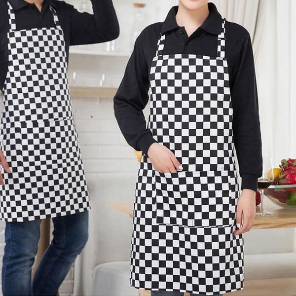 

aprons durable brief apron striped with pocket plaid long cooking for catering household cafe kitchen cleaning accessories
