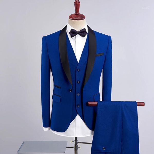 

men's suits & blazers 2021 dress wear custom made suit 3 piece banquet host performance groom wedding jacket + vest pants, White;black