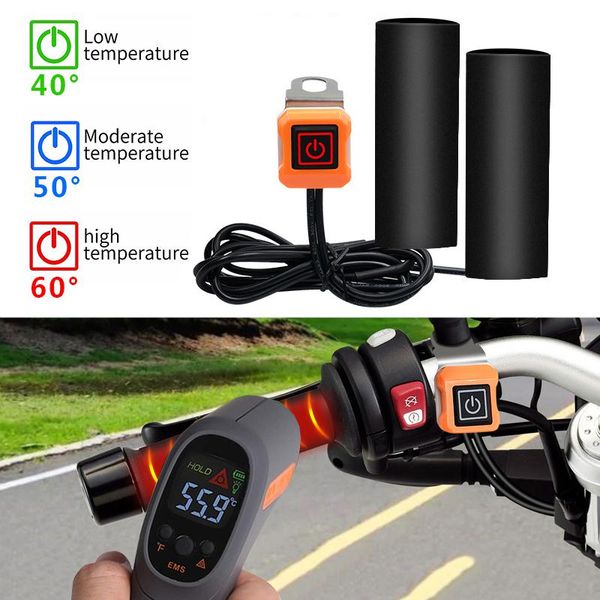 

handlebars 12v motorcycle electric heated grips pads+heat resistant tape+heat cover heating handle kit motorbike handlebar