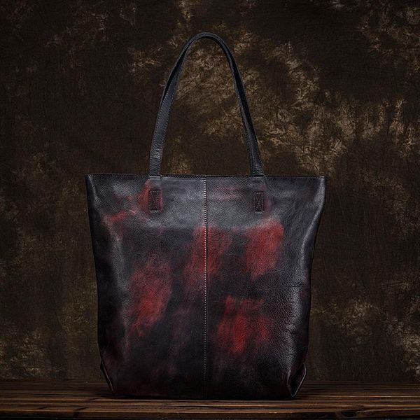 

evening bags retro fashion handbag rub color large capacity original personality layer of leather cowhide trendy versatile bucket bag