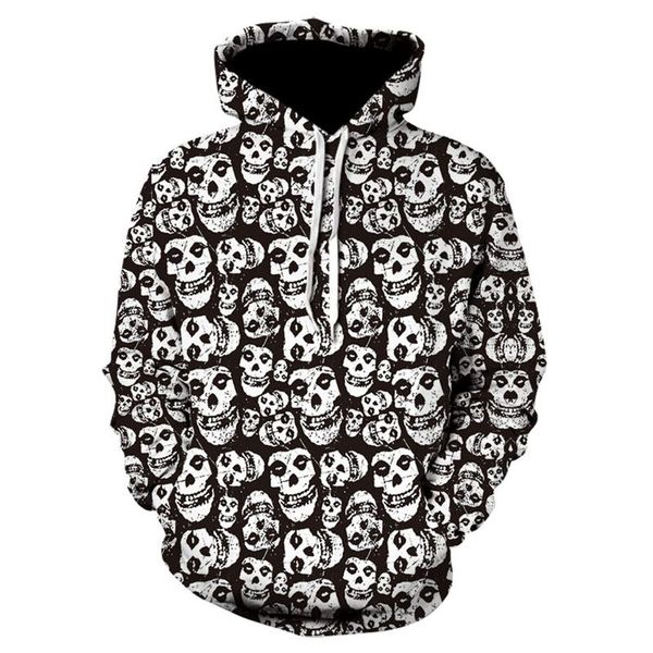 

men's hoodies & sweatshirts hoodie spring and autumn 3d printing skull pattern hip hop street hooded sweater thin casual pullover fas, Black