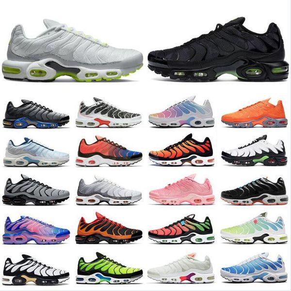 

2021 tn plus mens running shoes triple black white aqua silver atlanta volt glow blue pink crater future orange fuchsia men women trainers s