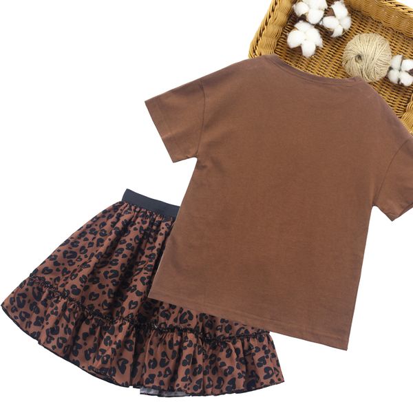 

girl clothes sets tshirt + leopard skirts 2pcs kids girls suits 2021 teenage children summer clothing 6 8 10 12 14, White