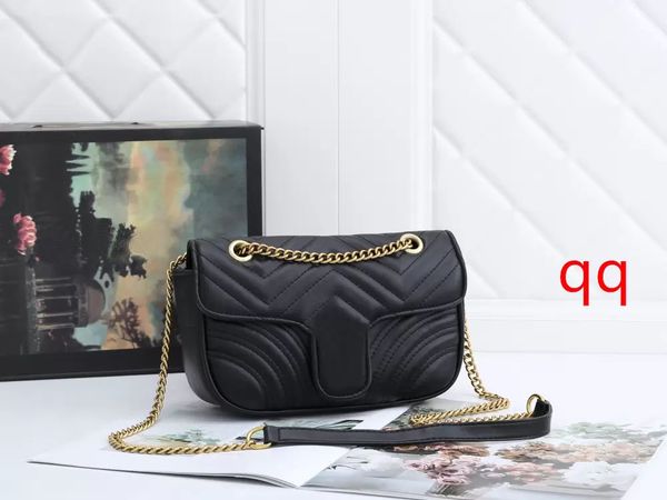 

wf 2022 fashion brand womens shoulder bag classic pu leather gold silver and sliver chain crossbody messenger female handbag wallet