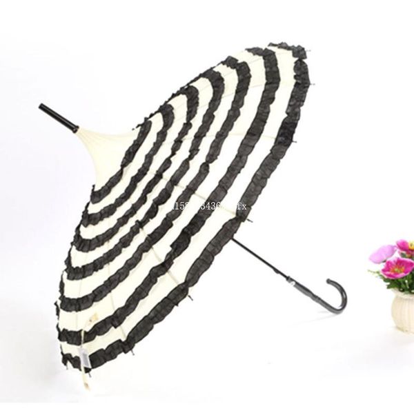 

umbrellas 10pcs princess royal sun umbrella straight long handle lady pagoda fancy lace sunshade parasol wedding favors