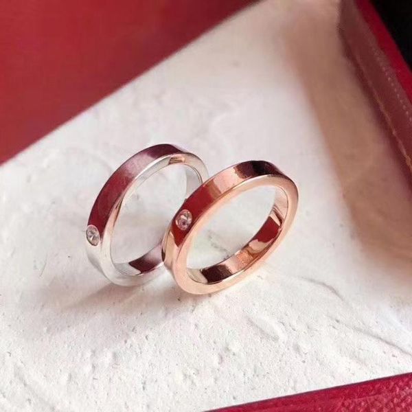 

cluster rings 2021 zircon inlaid stainless steel ring classic logo fashion simple jewelry men's and women's couple wedding love, Golden;silver
